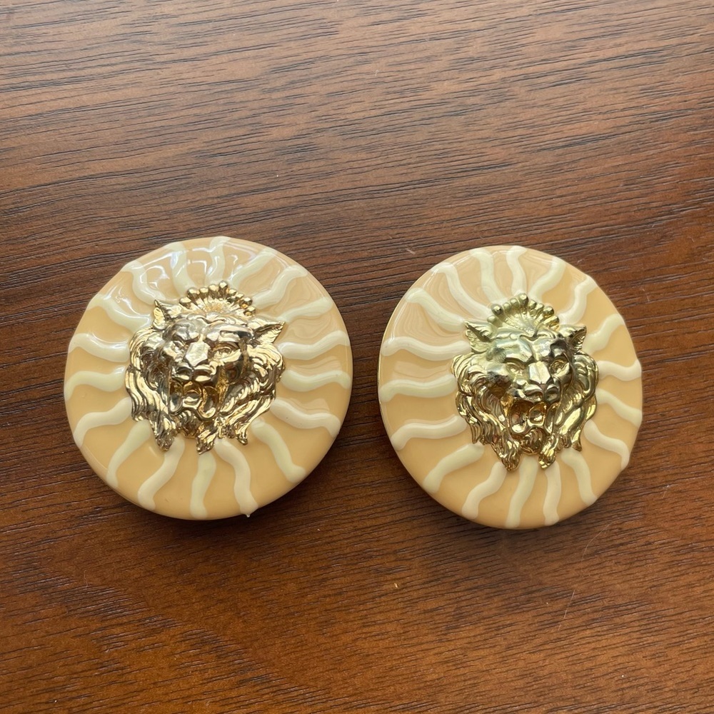 Vintage Lion-head in Sun Statement earrings